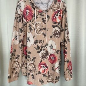 Floral Women's Hoodie - Beige and Red